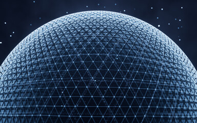 Wall Mural - Digital sphere with glowing lines structure, 3d rendering.