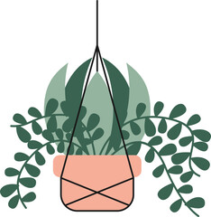 Wall Mural - Hanging plant pots vector set