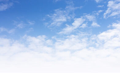 Wall Mural - 
Abstract of fleecy cloudy on blue sky with white gradient, sunlight in summer. cloudscape background ina good weather, landscape image