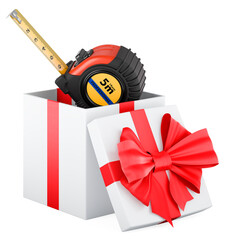 Poster - Tape measure inside gift box, gift concept. 3D rendering
