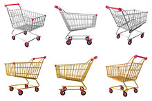 Set of shopping cart isolated on transparent background. Purchased illustration. 3D render