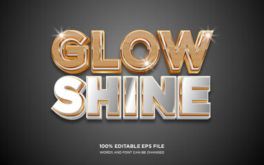 Poster - glow and shine gold editable text style effect