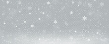 Realistic Falling Snow.Christmas Background.Isolated On Transparent Background.
