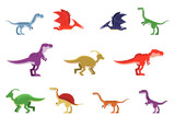 Fototapeta Dinusie - Predatory Dinosaurs as Wild Jurassic Period Animal Vector Set
