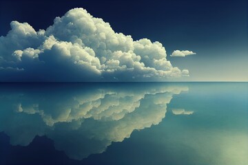 Cloud and water surface, . Computer digital drawing.