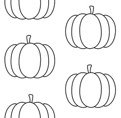 Wall Mural - Vector seamless pattern of flat hand drawn outline pumpkin isolated on white background