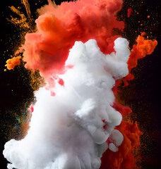 Poster - colorful paint and powder explosion isolated on black background. render