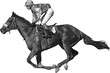 jockey riding race horse - realistic illustration