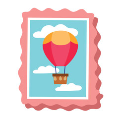 Sticker - post stamp with balloon