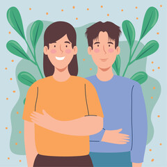 Sticker - korean couple with leafs