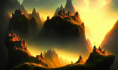 incredible fantastic backdrop, fantasy landscape, beautiful abstract landscape, wallpaper texture 3d render