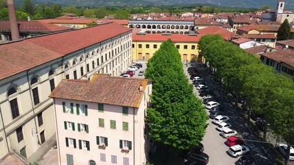 Wall Mural - Aerial view of Lucca cityscape in spring season, Tuscany - Italy