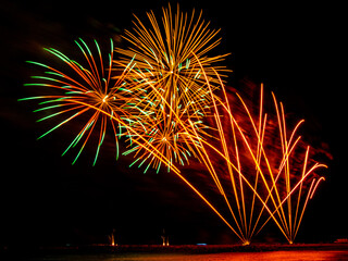 Wall Mural - Fireworks on the beach of Barcelona.