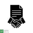 © Mantav Jivva - Business contract icon. Simple solid style. Handshake, partners, document, agreement, partnership, business concept. Glyph vector illustration isolated on white background. EPS 10.