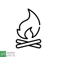 Wall Mural - Bonfire icon. Simple outline style. Fire, campfire, camp, bon, flame, nature concept. Thin line vector illustration isolated on white background. EPS 10.