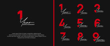 Set Of Anniversary Logo White And Red Color On Black Background For Celebration Moment