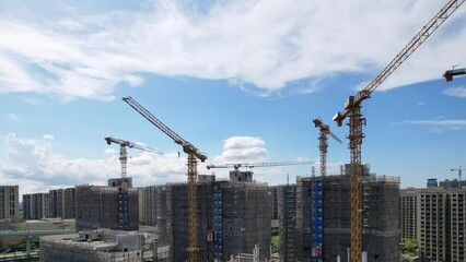 Wall Mural - construction site with crane