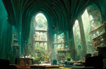 Wall Mural - alchemist office, an old office room in an palace, retro interior