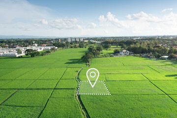 Wall Mural - land plot in aerial view. identify registration symbol of vacant area for map. that property, real e
