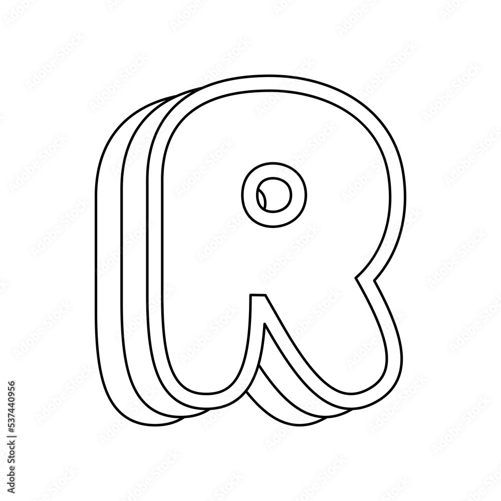 Coloring page with Letter R for kids Stock Vector | Adobe Stock
