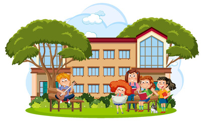 Poster - Outdoor scene with school kids