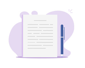 Poster - writer content creation text document letter icon vector with pen pencil, author editor paper page o