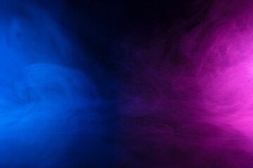 Wall Mural - clouds on smoke in neon light on dark empty scene