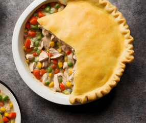 Wall Mural - picture of chicken pot pie, a home cooked meal, savory and healthy food