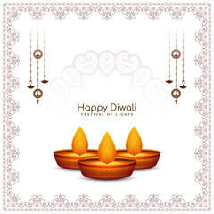 Happy Diwali indian cultural festival classic background with diya