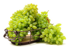 Green Grapes On White Background