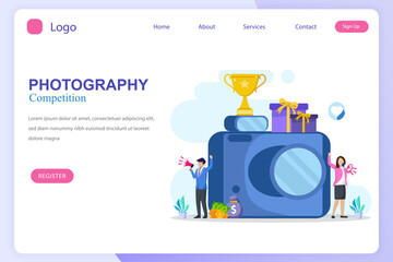 Photo competition illustration vector landing page. Photography Competition