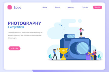 Photo competition illustration vector landing page. Photography Competition