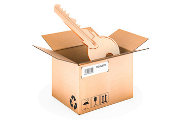 Poster - Parcel with key, 3D rendering