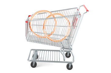 Poster - Shopping cart with wedding rings, 3D rendering