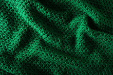 Background Of Crocheted Green Yarn Cloth