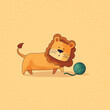 Lion cartoon enjoying life