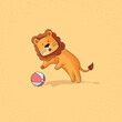 Lion cartoon enjoying life