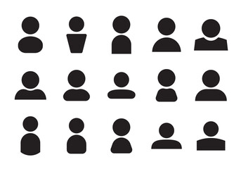 Poster - People icon set. Black pictogram of user. Different shapes collection of human person sign 