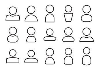Poster - People icon set. Line pictogram of user. Different shapes collection of human person sign 