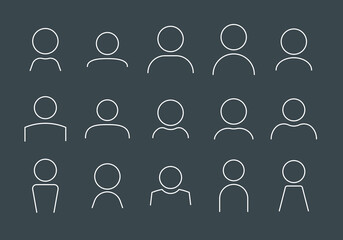 Poster - People icon set. Line pictogram of user. Different shapes collection of human person sign 