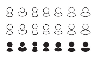 Poster - People icon set. Line pictogram of user. Different shapes collection of avatars