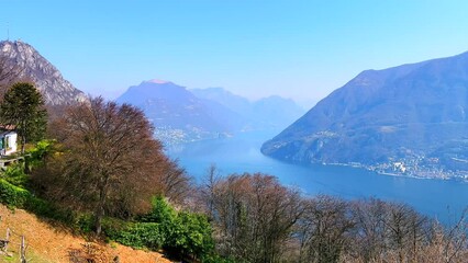 Wall Mural - Lake Lugano and Alps from San Grato Park, Carona, Switzerland