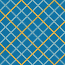 Yellow And Blue, Seamless Pattern Background.  With Cross Cross Checks. Perfect For Fabric, Scrapbooking, Quilting, Wallpaper And Many More Projects.