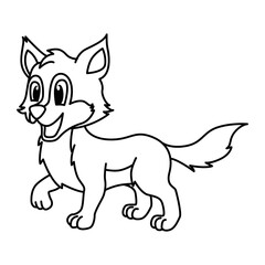 Wall Mural - Cute wolf cartoon characters vector illustration. For kids coloring book.