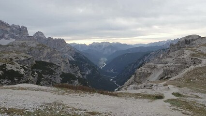 Wall Mural - Famous peaks of the Dolomites, Tre Cime di Lavaredo National Park, Dolomiti Alps, South Tyrol, Italy