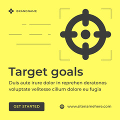 Poster - Business target goal marketing strategy development customers interaction social media post vector