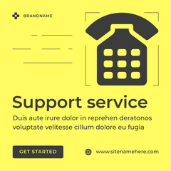 Poster - Customer support internet consulting service telephone call center promo social media post vector