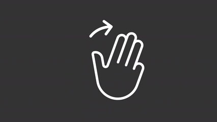 Poster - Animated swipe white linear icon. Three fingers scroll right. Touchscreen control. Seamless loop HD video with alpha channel on transparent background. Motion graphic design for night mode