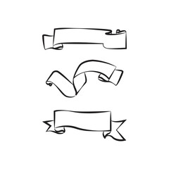 Poster - Scrolling ribbon banner clipart outline drawing design vector