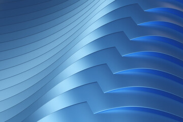 Poster - Abstract background. Geometric texture. Blue lines cast shadow. Three-dimensional background. Abstract background for design. Blue Lines with smooth curves. Abstract decor similar to water. 3d image